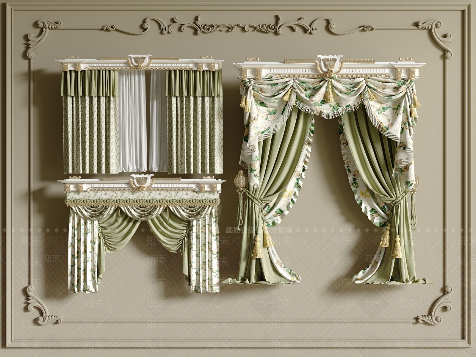 欧式通用窗帘3D模型下载【ID:1200412105】