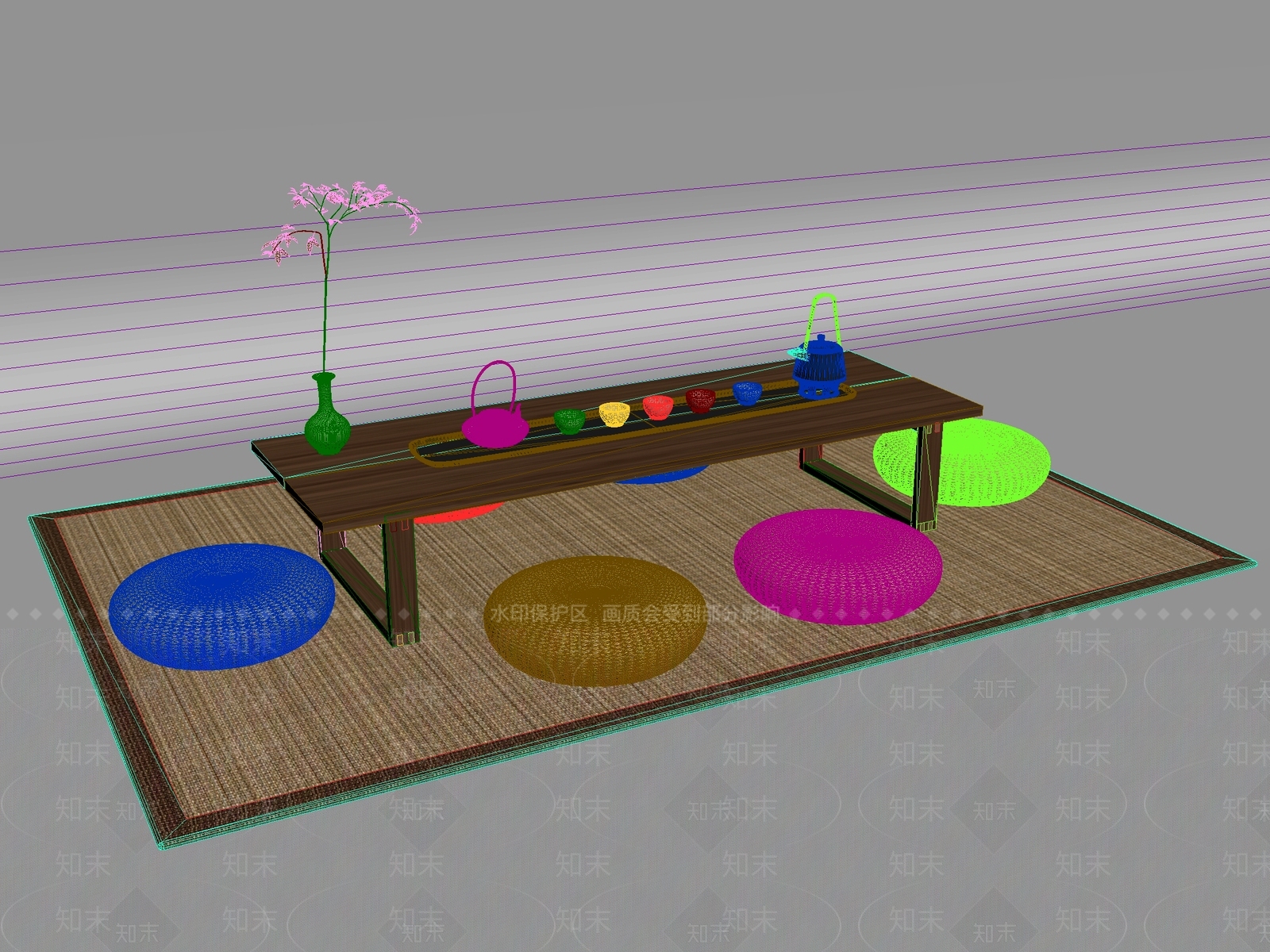 新中式中式茶桌椅3D模型下载【ID:1200412349】