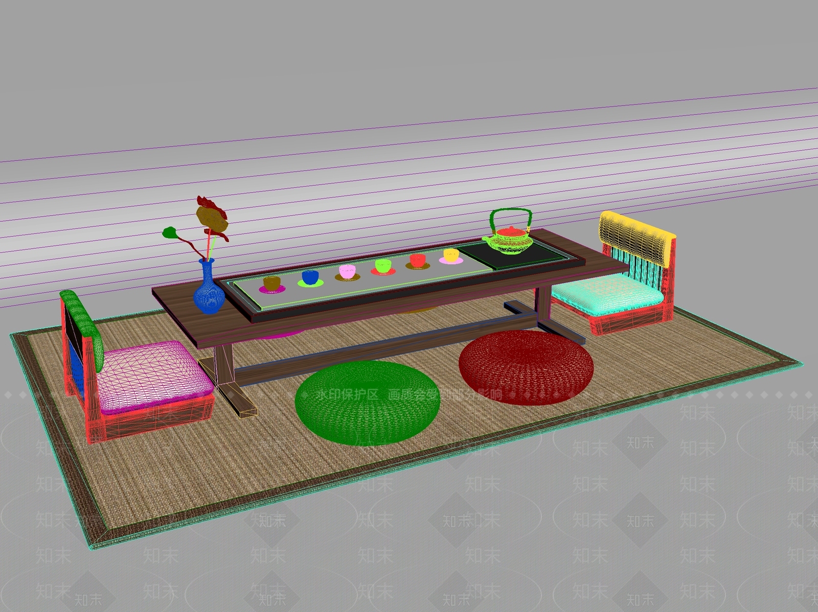 新中式中式茶桌椅3D模型下载【ID:1200412349】