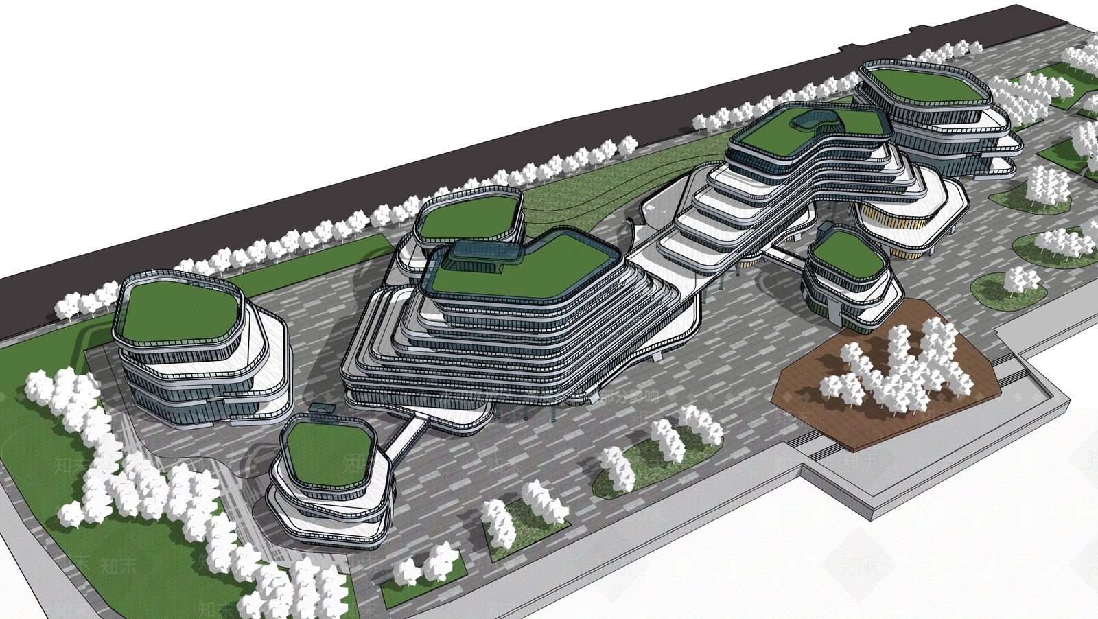 现代人行道路SU模型下载【ID:1200412977】