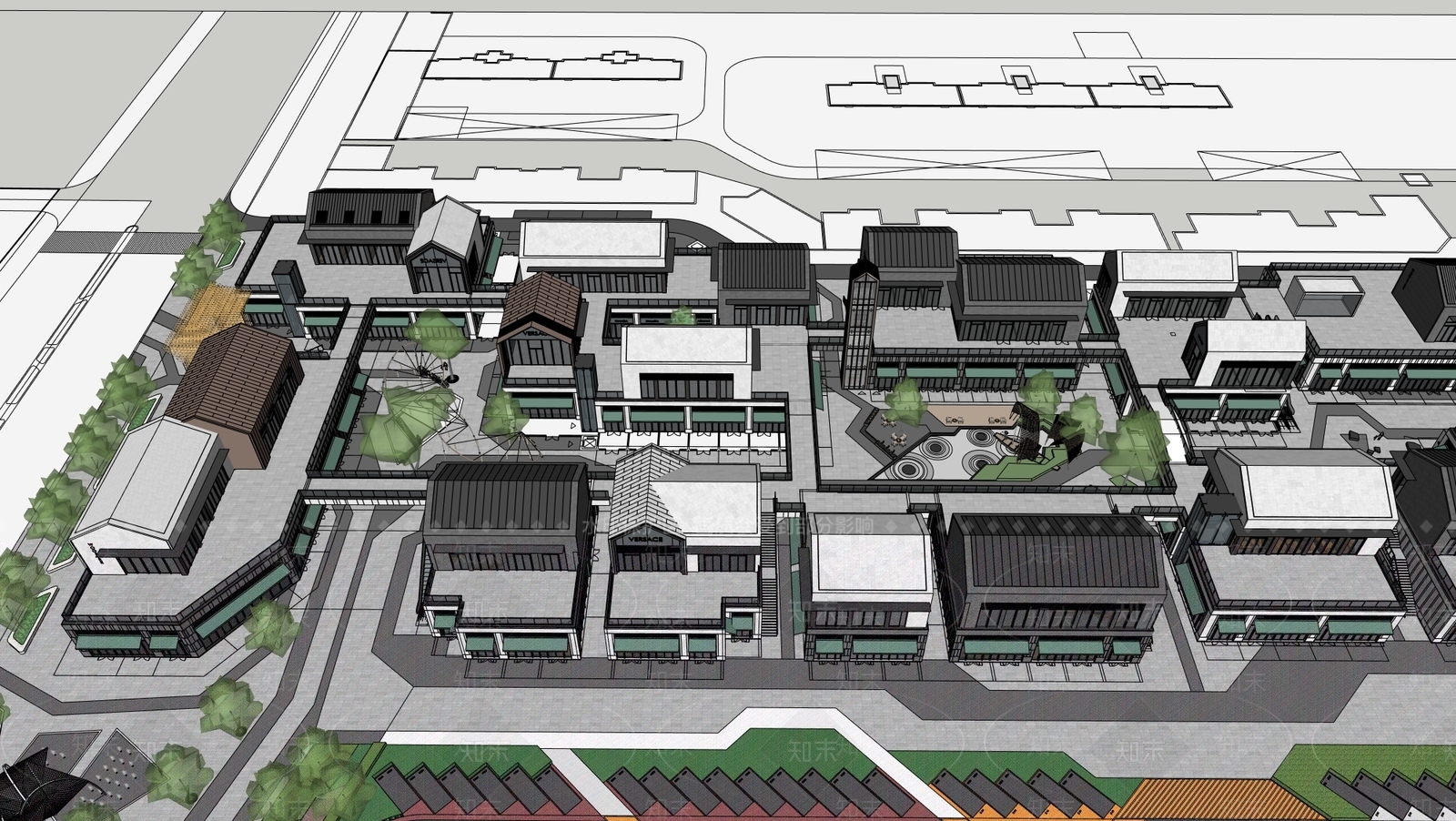 现代商业街SU模型下载【ID:1200417276】
