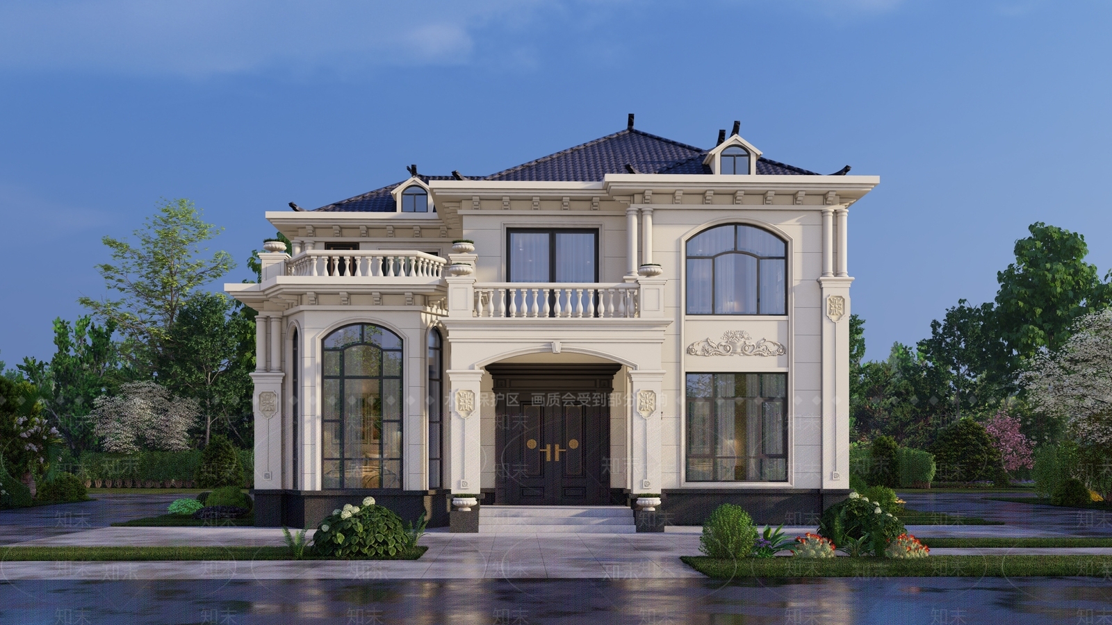 欧式独栋别墅SU模型下载【ID:1200417346】