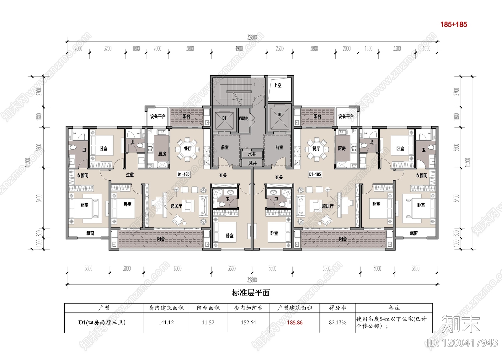 四居施工图下载【ID:1200417943】