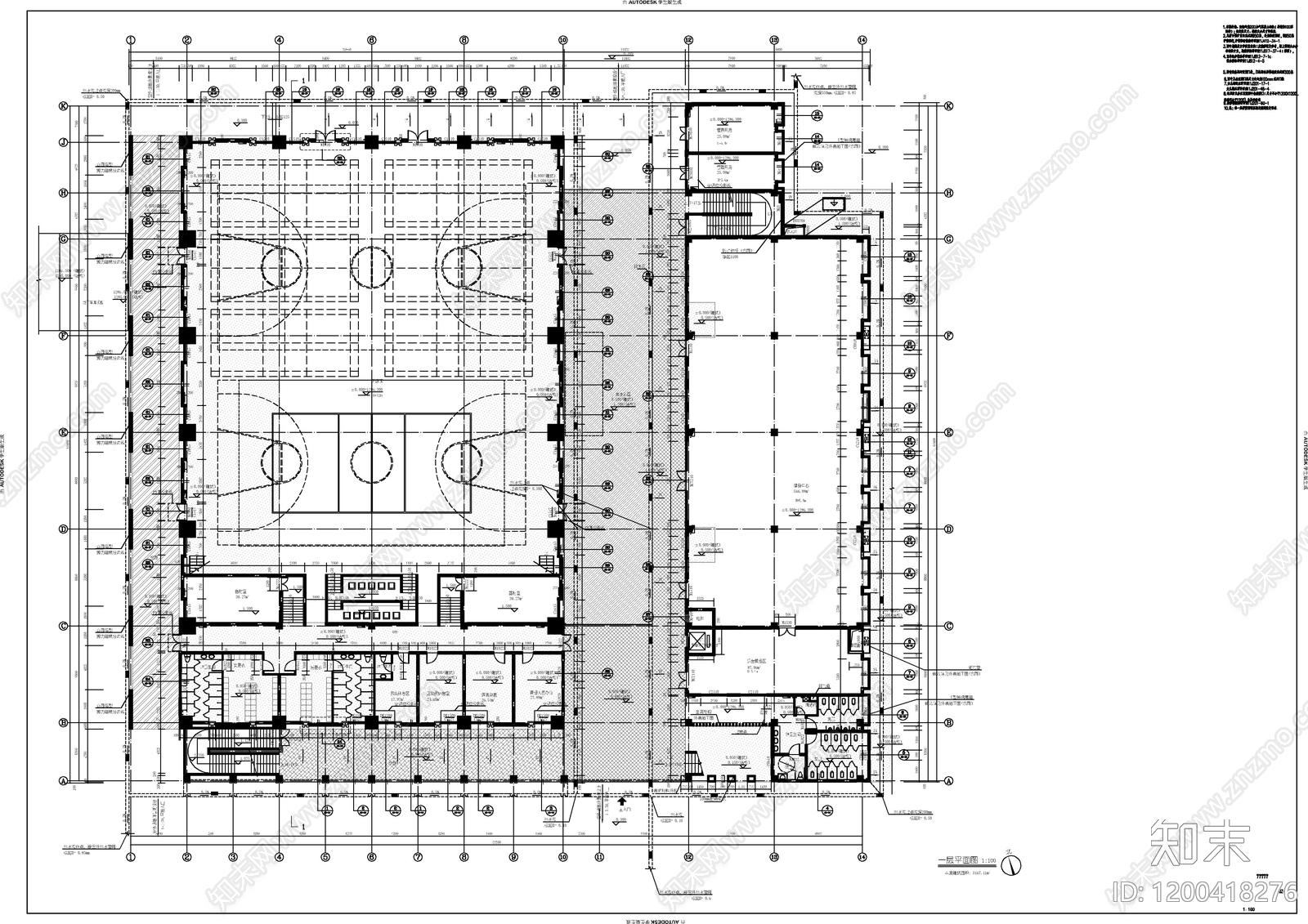 现代体育馆建筑施工图下载【ID:1200418276】