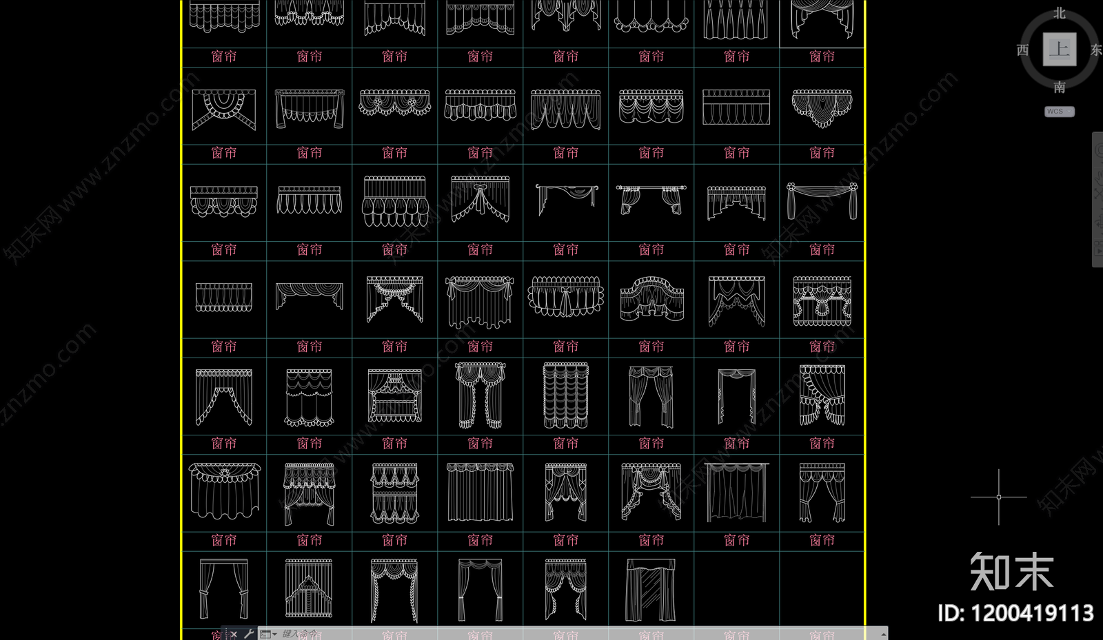 现代窗帘cad施工图下载【ID:1200419113】