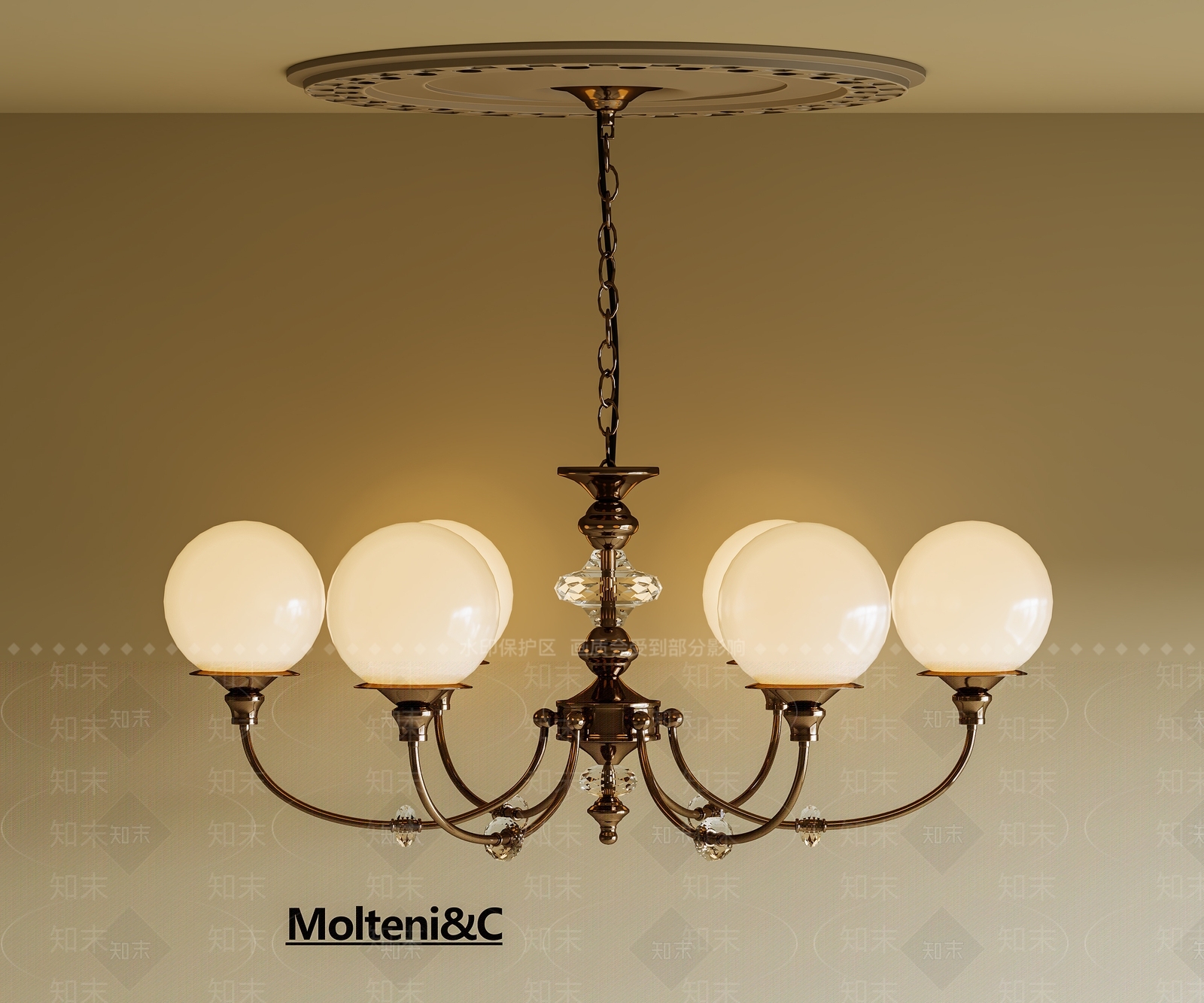 法式美式吊灯3D模型下载【ID:1200425757】