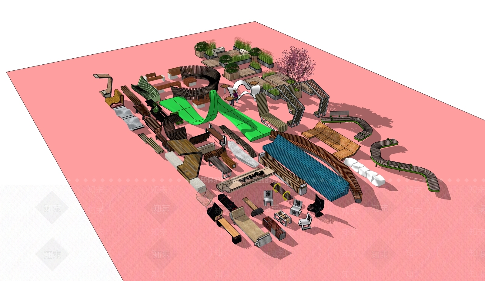 现代草坪灯SU模型下载【ID:1200429591】