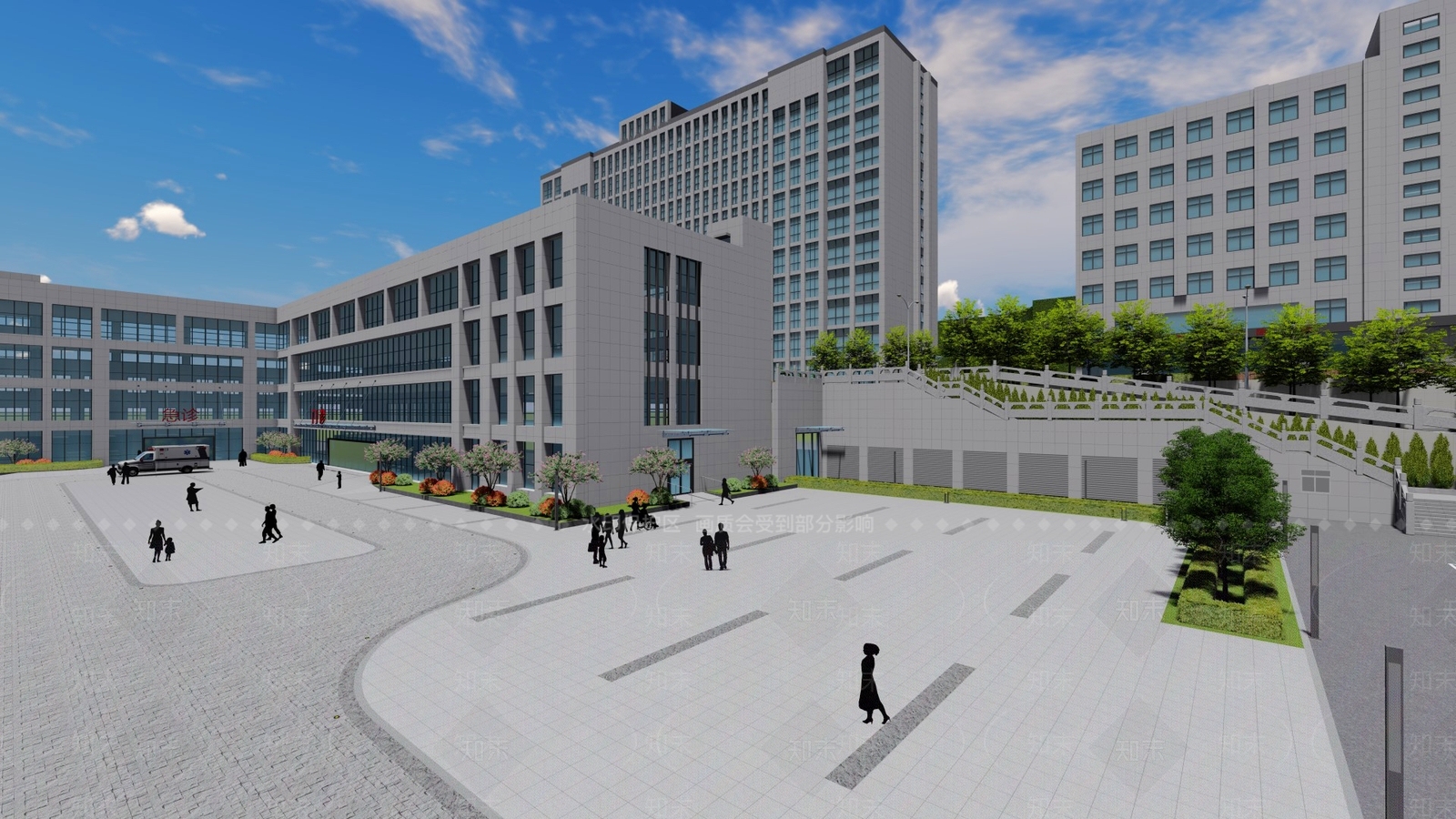现代医院建筑SU模型下载【ID:1200429977】