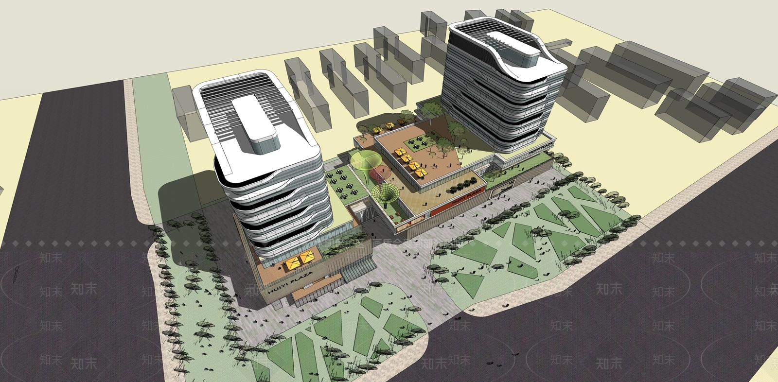 现代商场建筑SU模型下载【ID:1200432500】