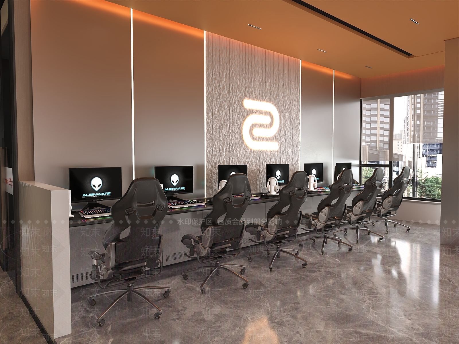 现代极简网吧网咖3D模型下载【ID:1200434078】