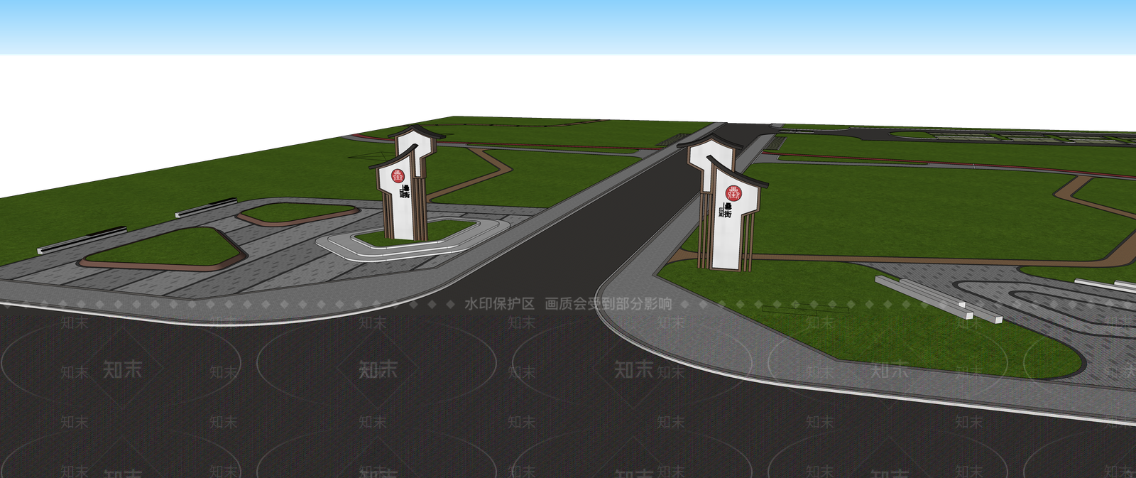 新中式中式景观公园SU模型下载【ID:1200436309】