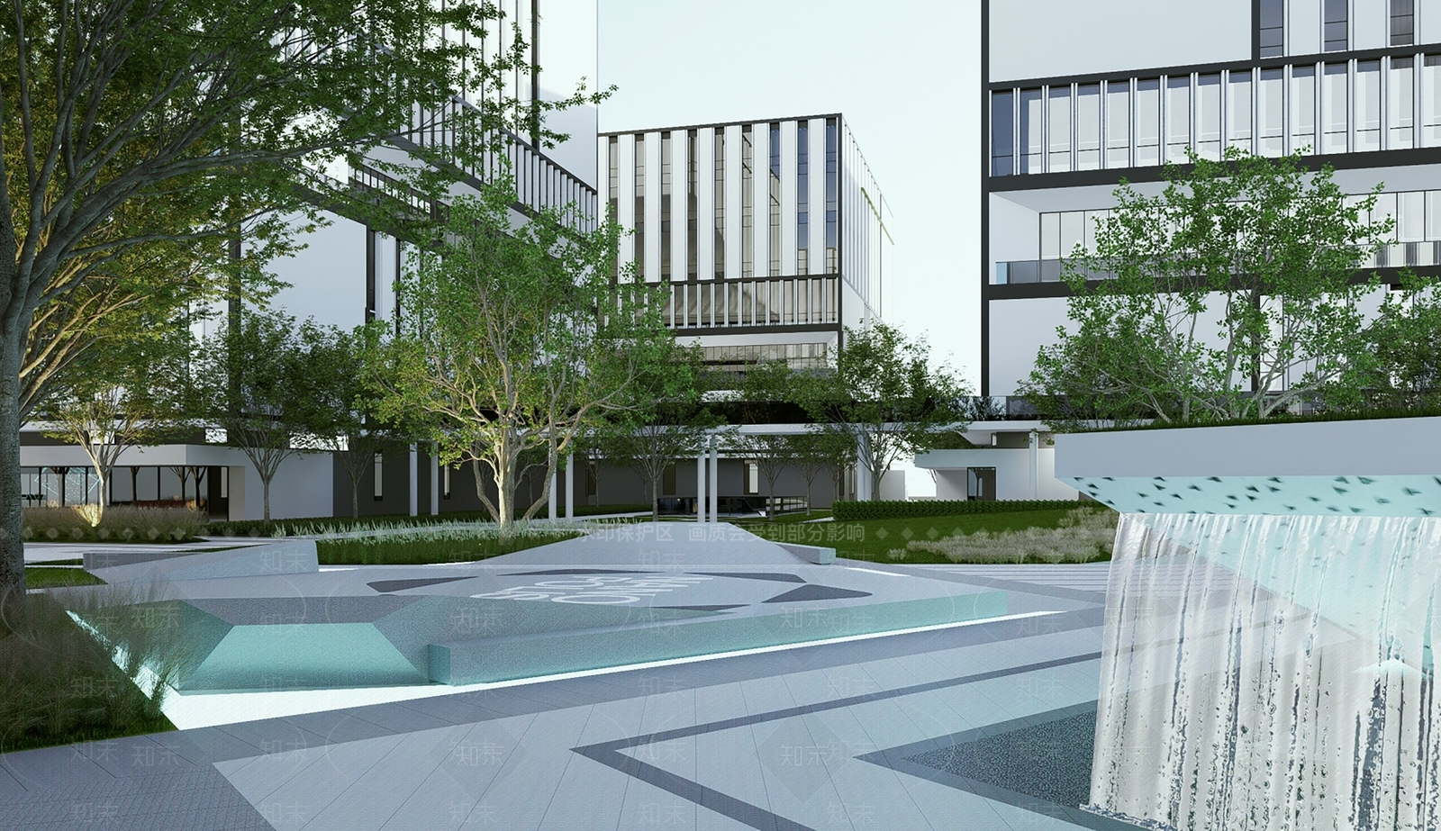 现代办公园区景观SU模型下载【ID:1200437008】