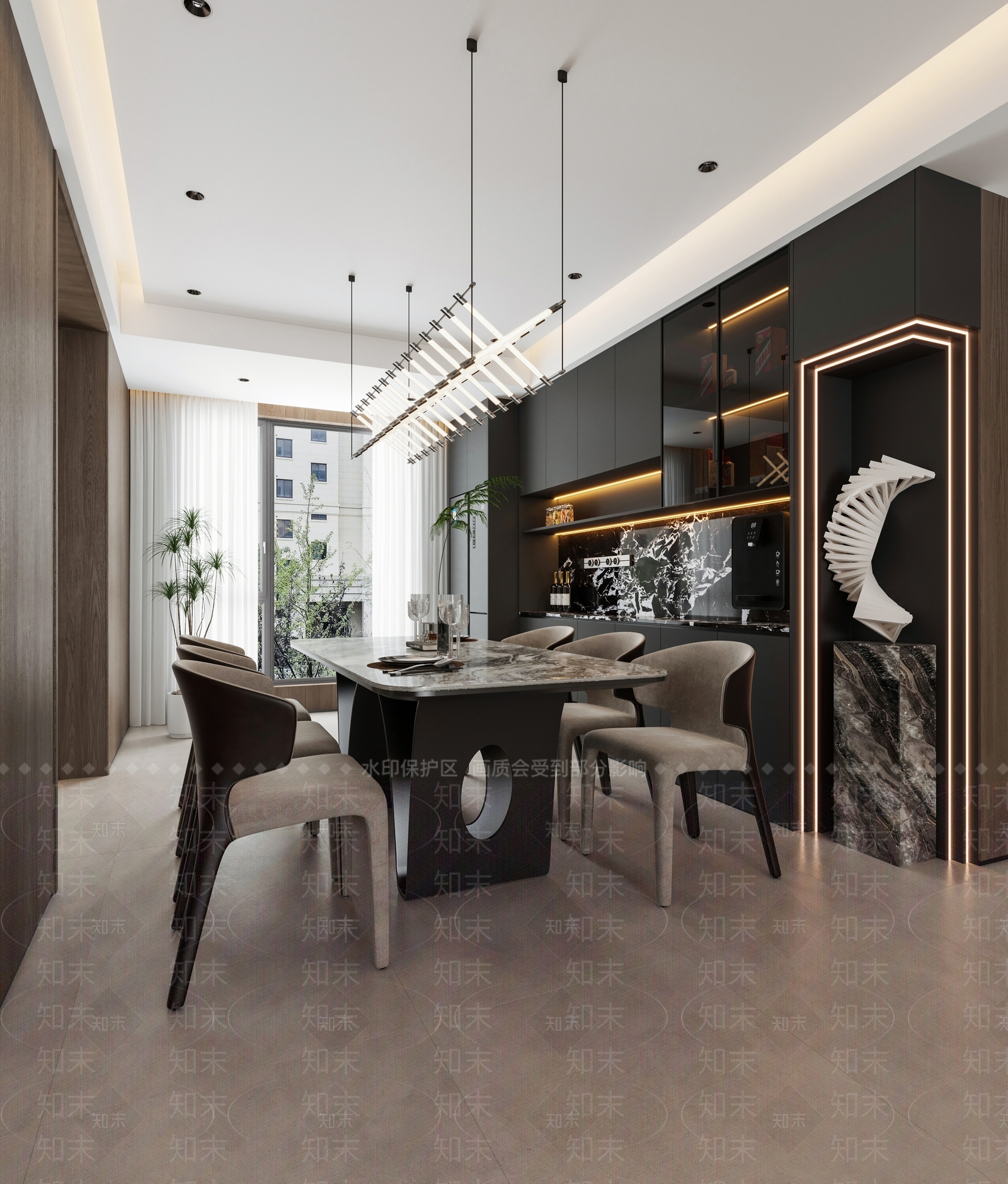 现代轻奢客餐厅3D模型下载【ID:1200438888】
