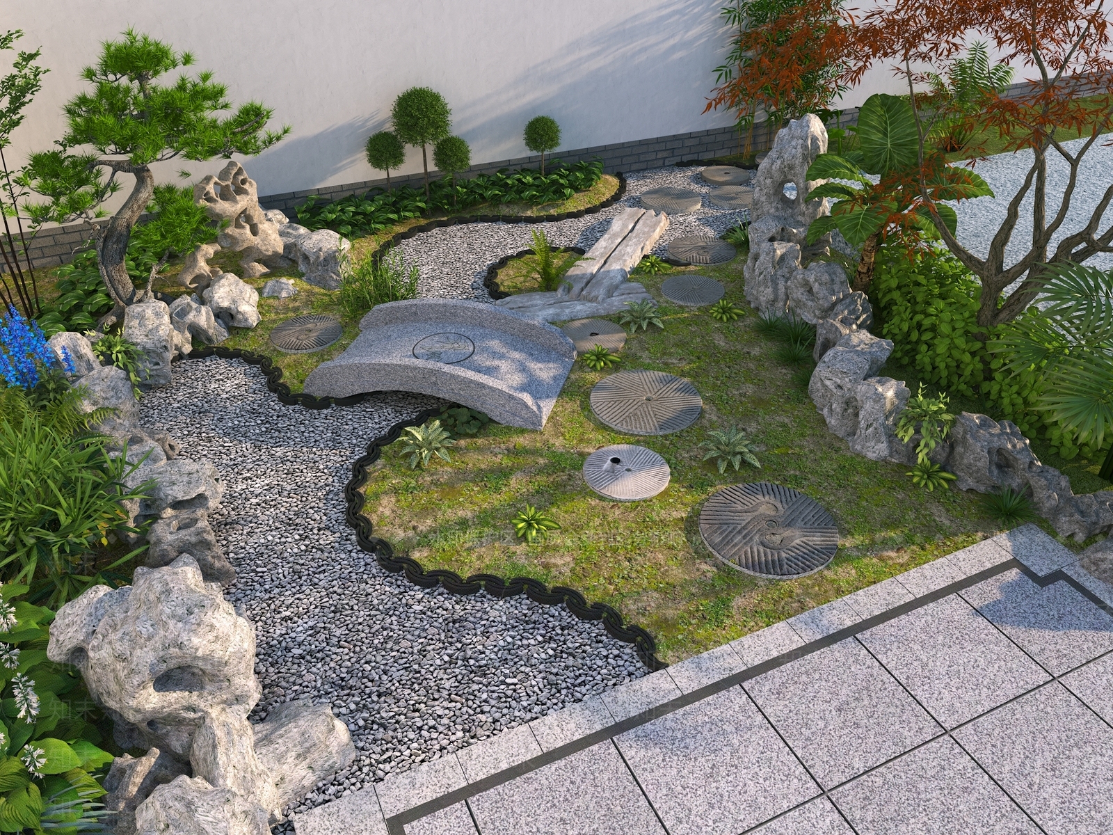 新中式现代庭院3D模型下载【ID:1200442197】