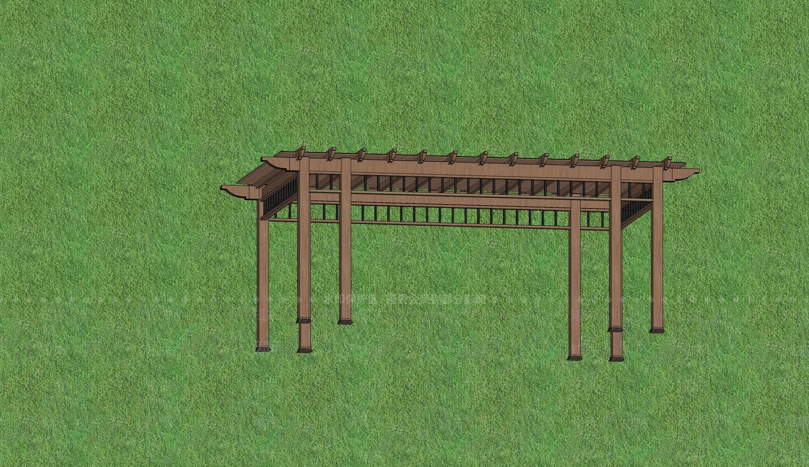 新中式廊架SU模型下载【ID:1200442190】
