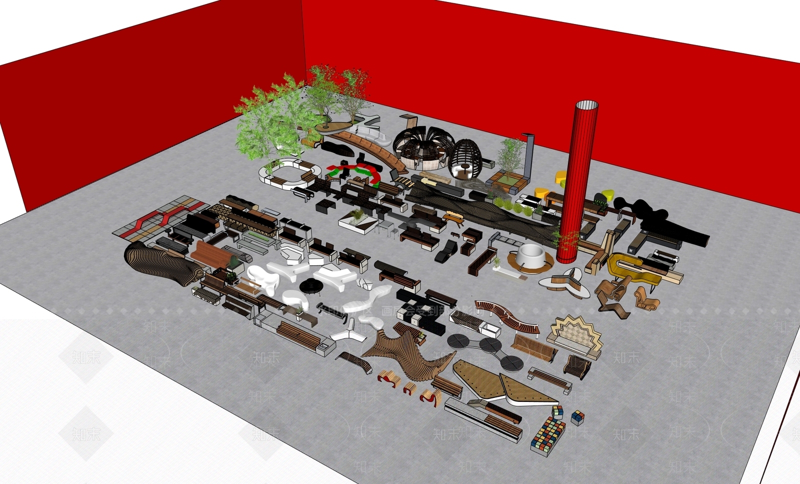 现代草坪灯SU模型下载【ID:1200445582】