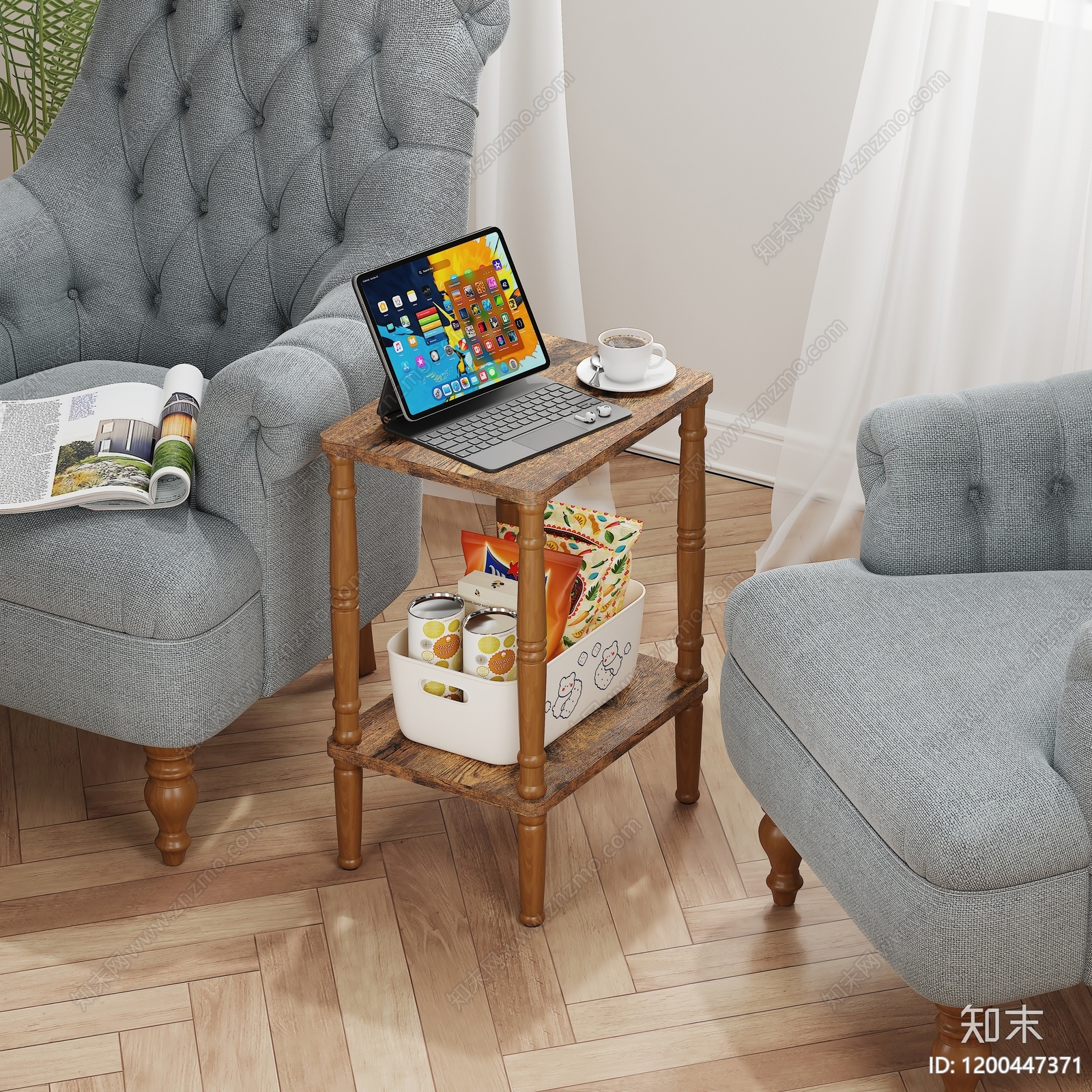 现代沙发组合3D模型下载【ID:1200447371】