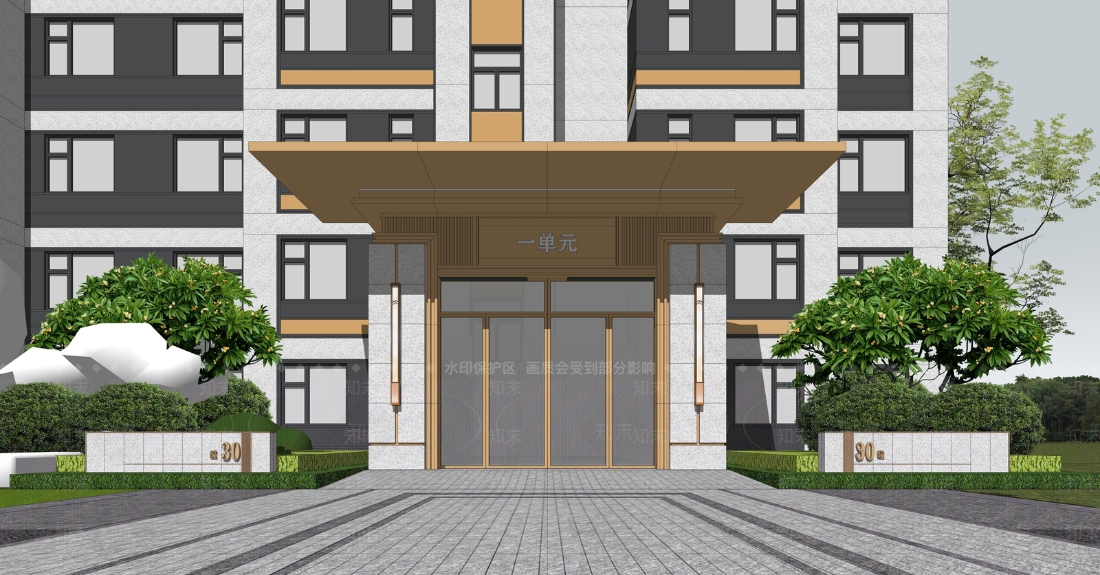 现代新中式多层住宅SU模型下载【ID:1200450357】