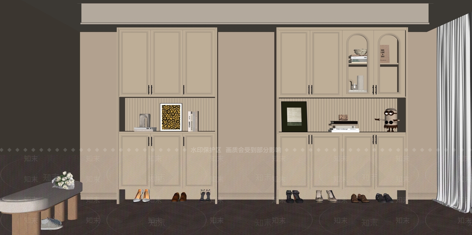 法式鞋柜SU模型下载【ID:1200453560】