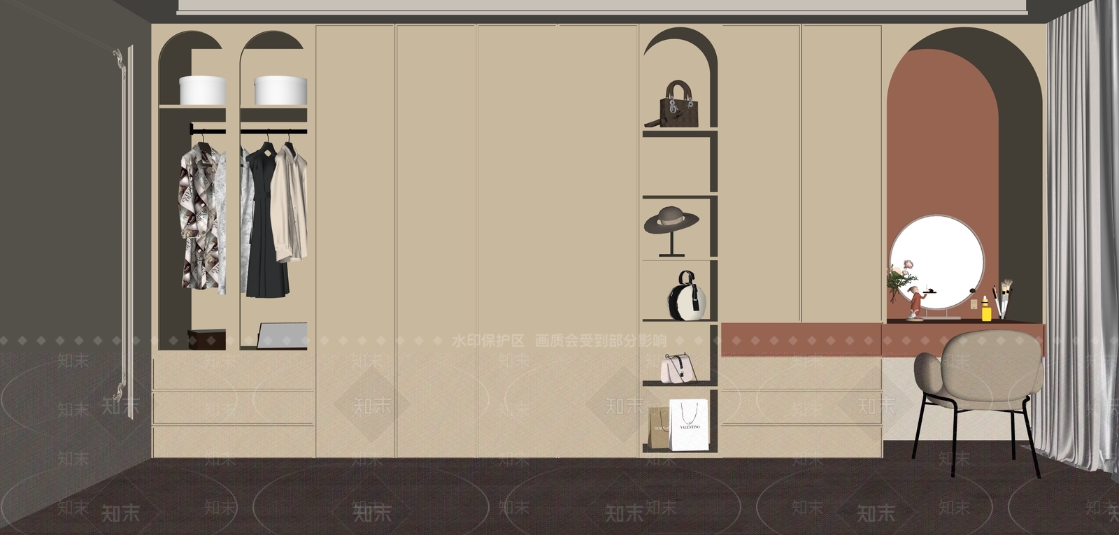 法式衣柜SU模型下载【ID:1200454110】