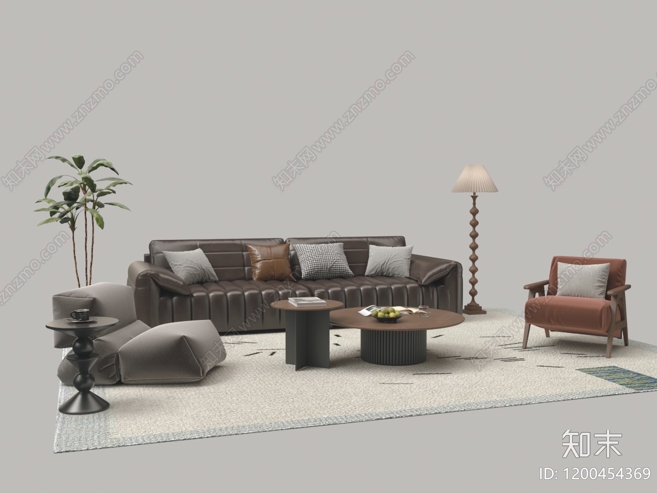 中式沙发组合3D模型下载【ID:1200454369】