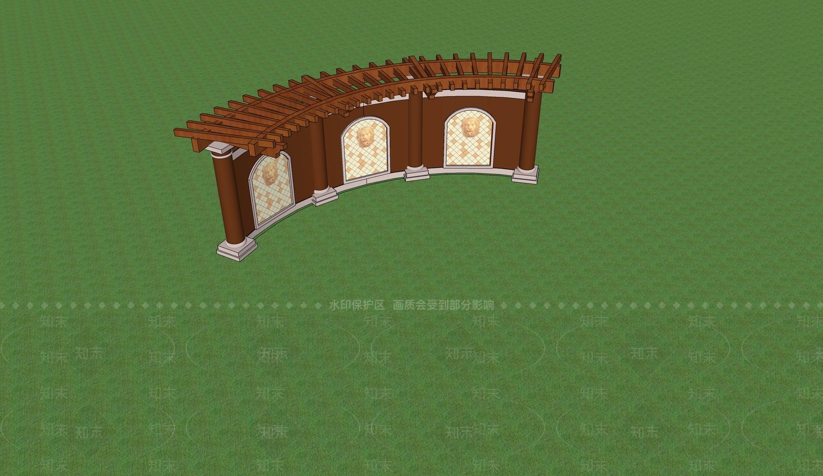 新中式廊架SU模型下载【ID:1200455346】