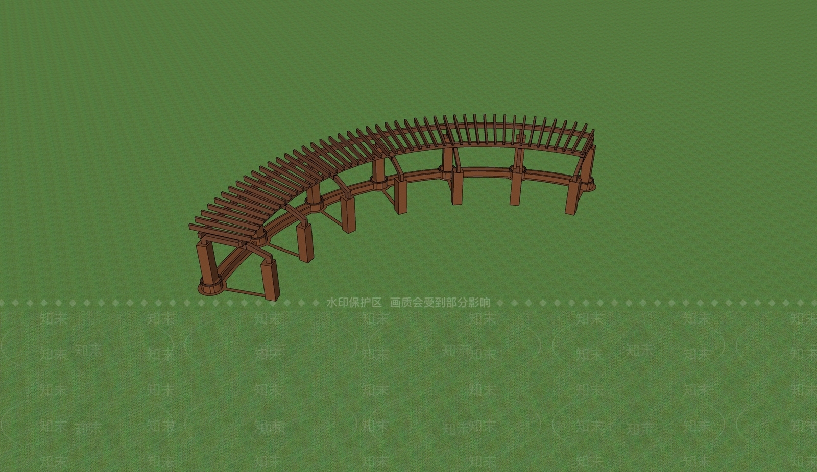 中式廊架SU模型下载【ID:1200455358】