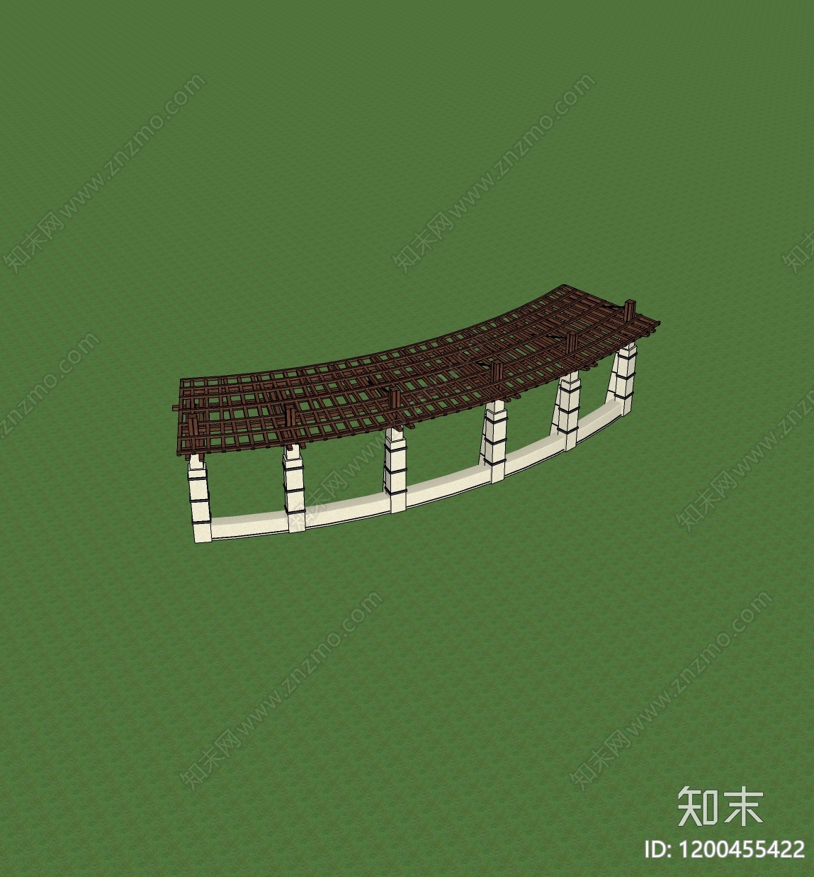 新中式廊架SU模型下载【ID:1200455422】