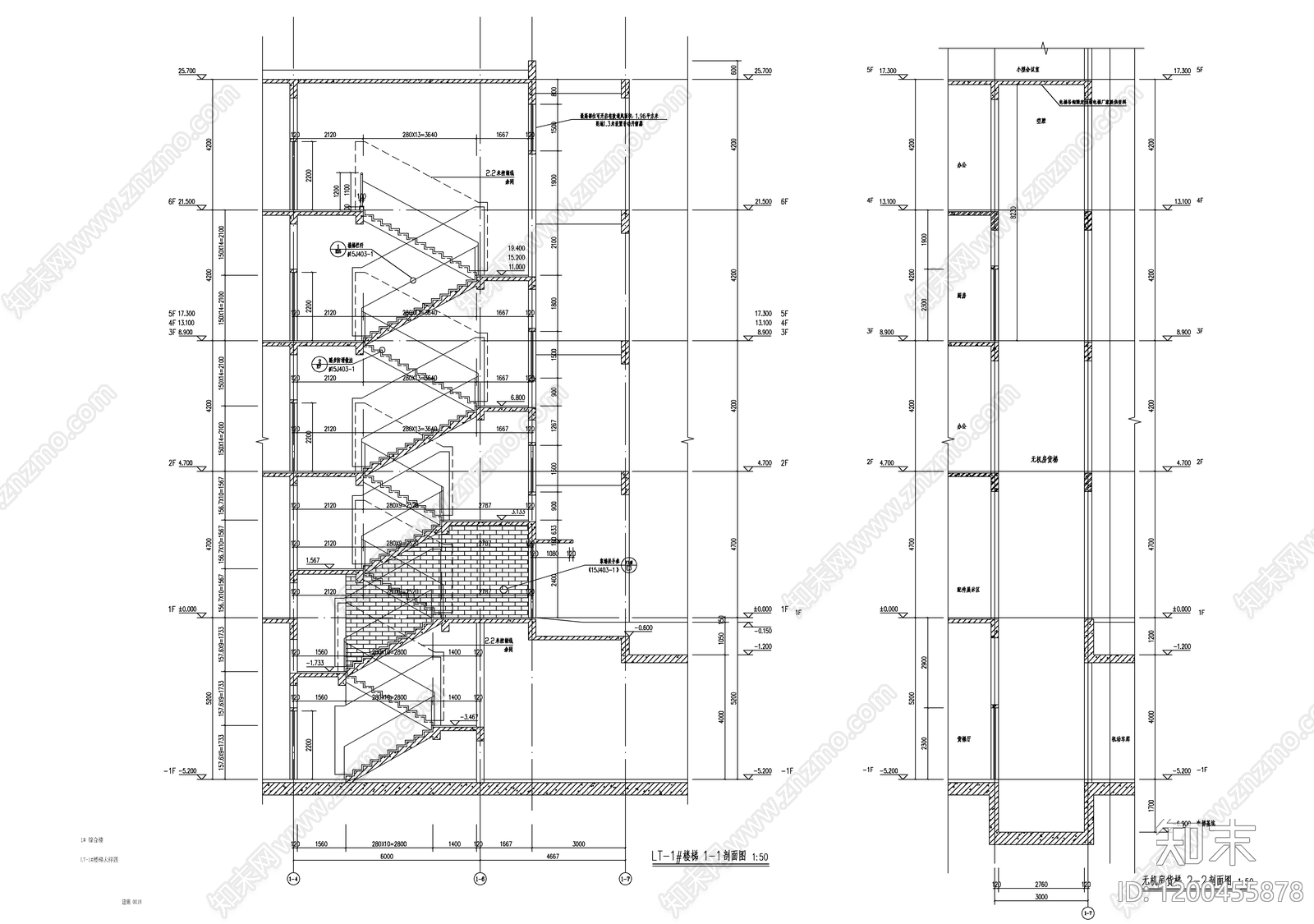 现代办公楼建筑cad施工图下载【ID:1200455878】