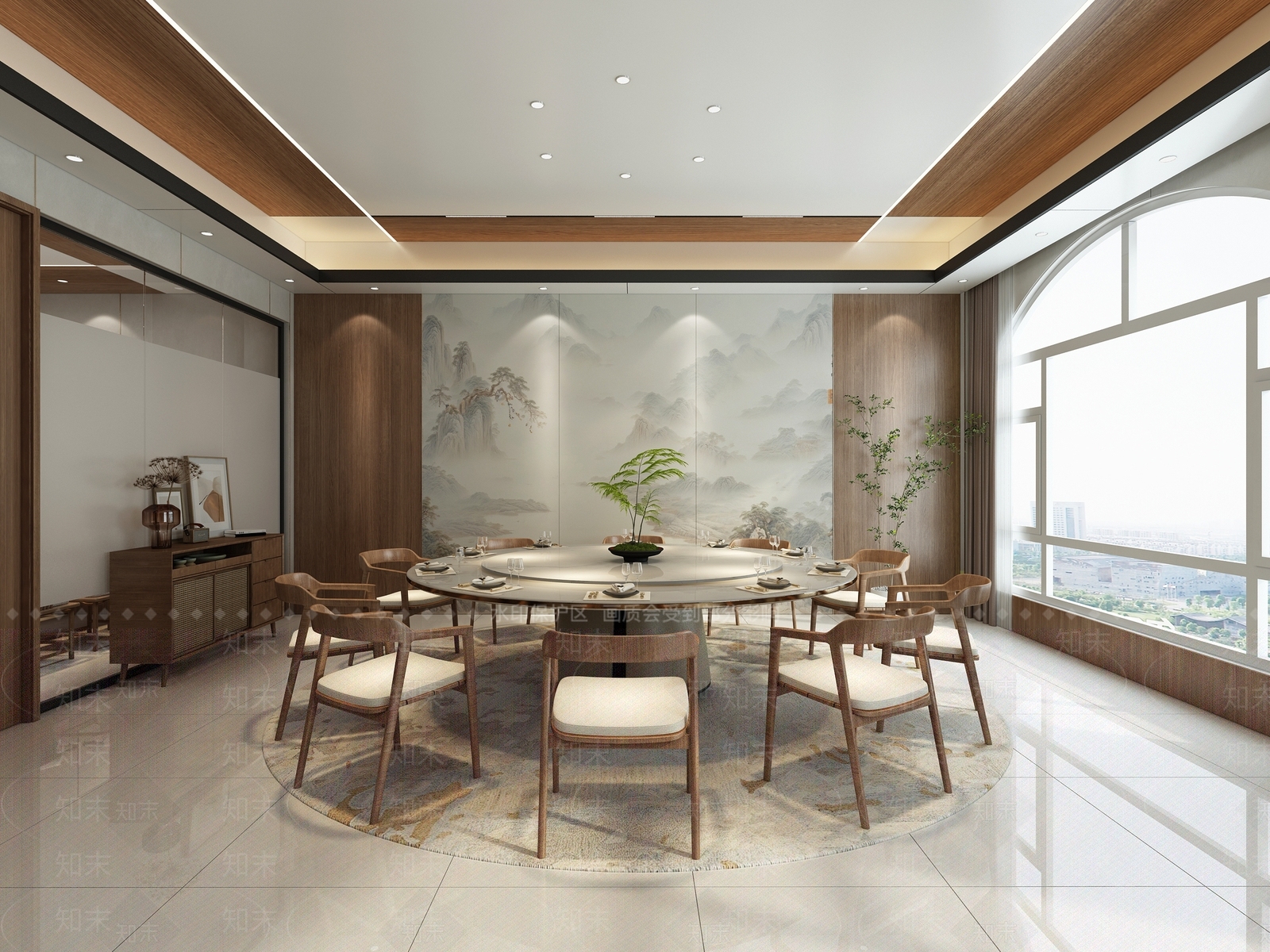 新中式禅意茶餐厅3D模型下载【ID:1200456938】