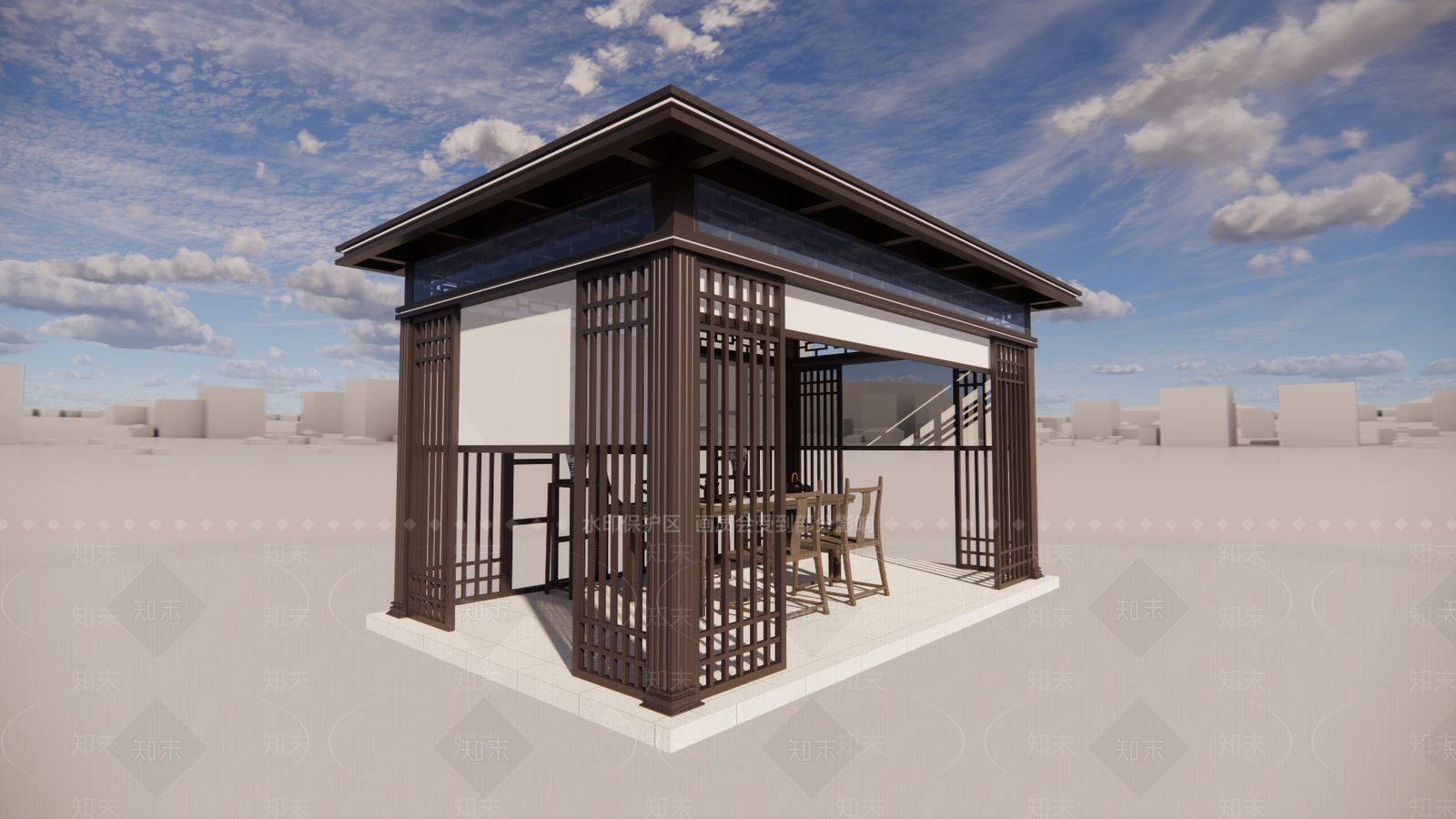 新中式中式亭子SU模型下载【ID:1200459275】