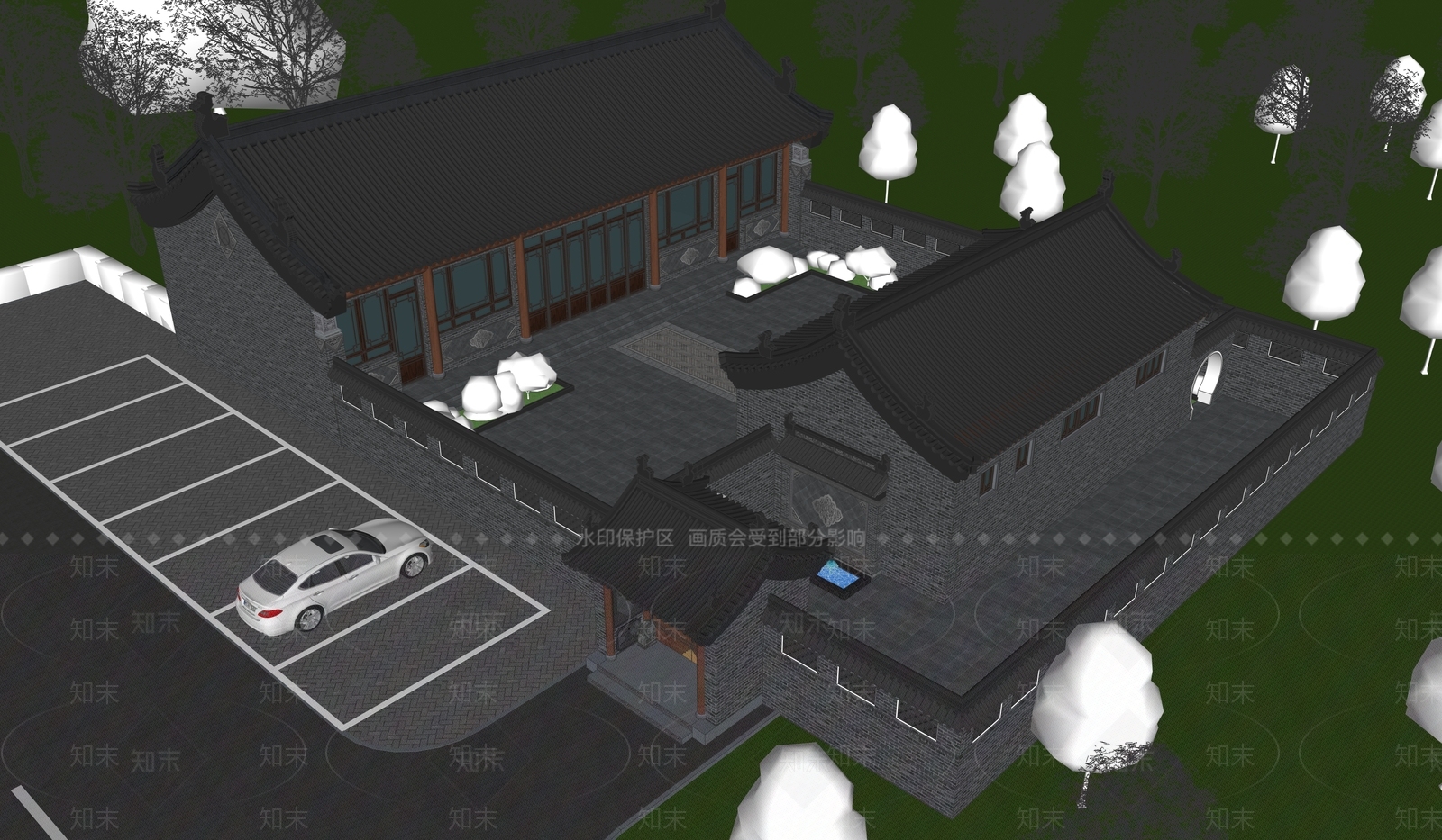 新中式中式四合院SU模型下载【ID:1200459934】