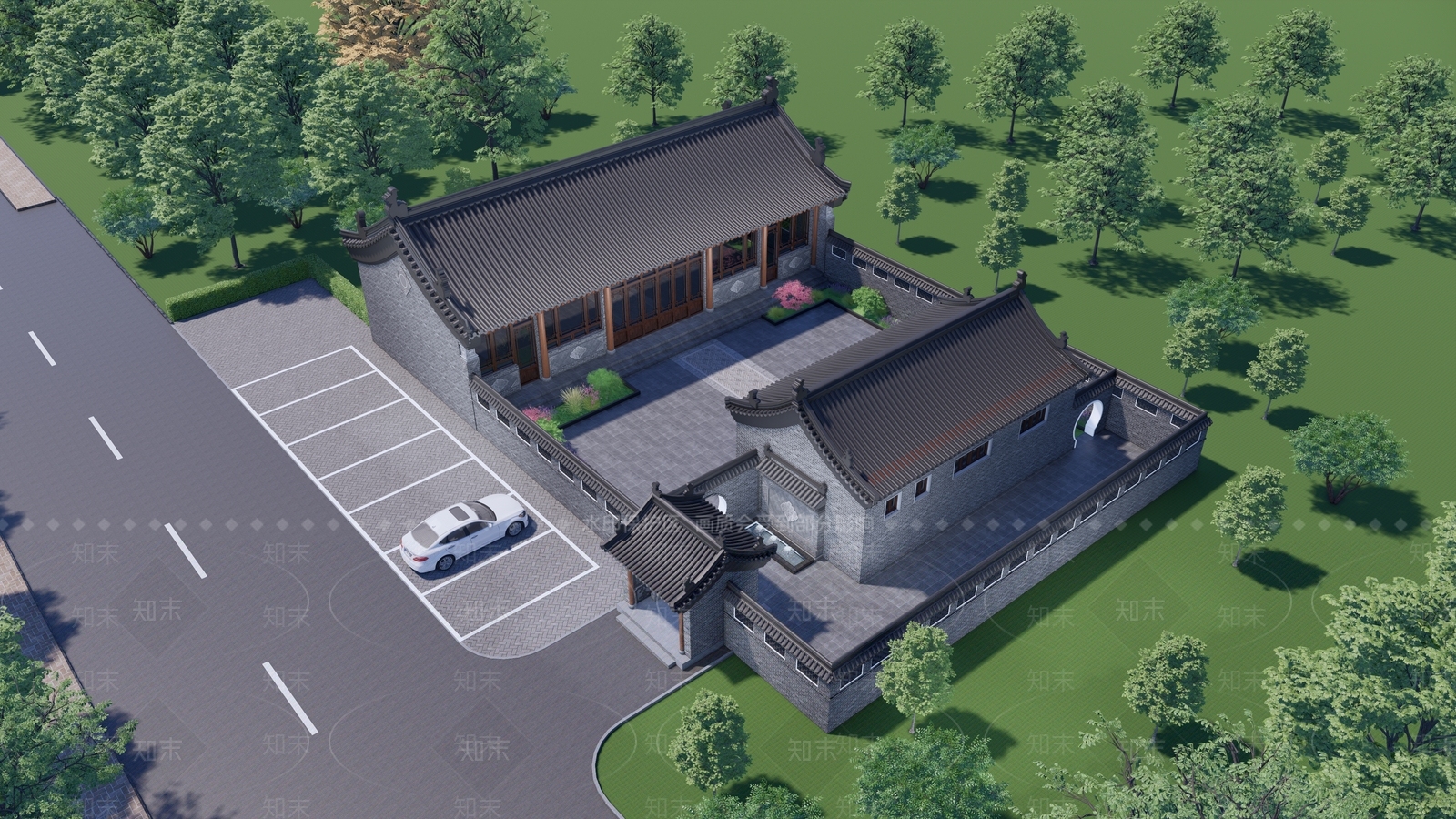新中式中式四合院SU模型下载【ID:1200459934】