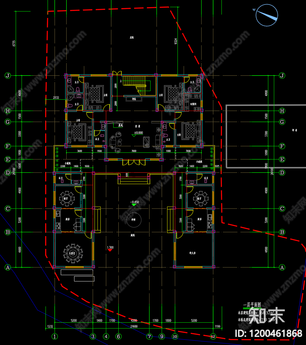 新中式别墅建筑施工图下载【ID:1200461868】