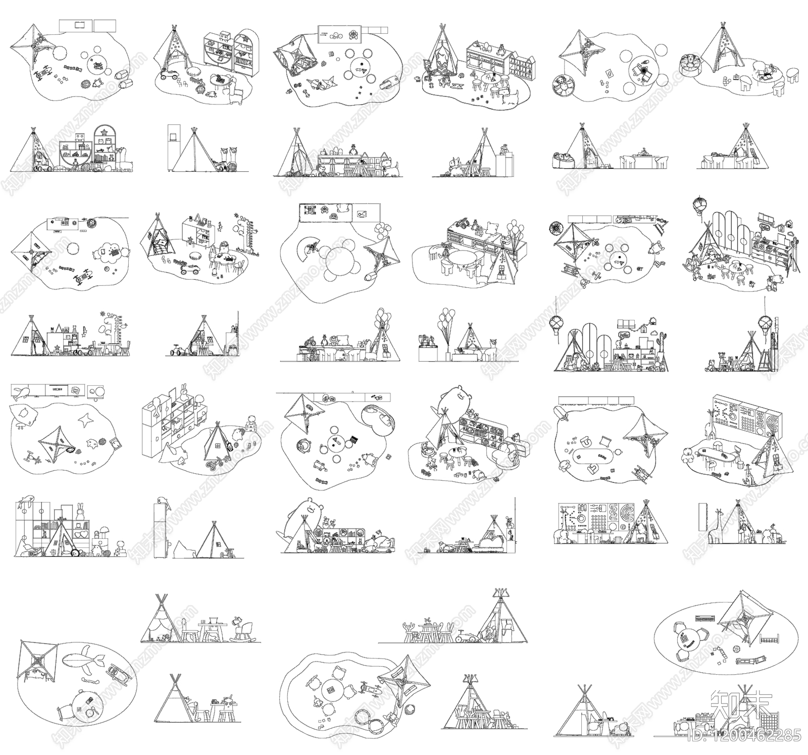 现代家具图库施工图下载【ID:1200462285】