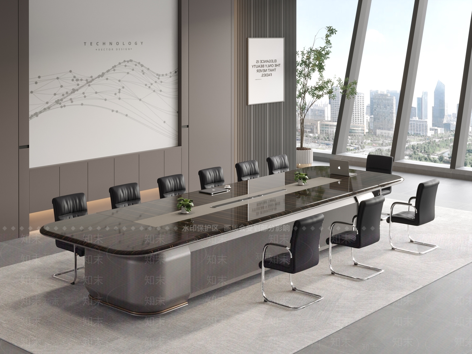 轻奢会议桌3D模型下载【ID:1200462352】