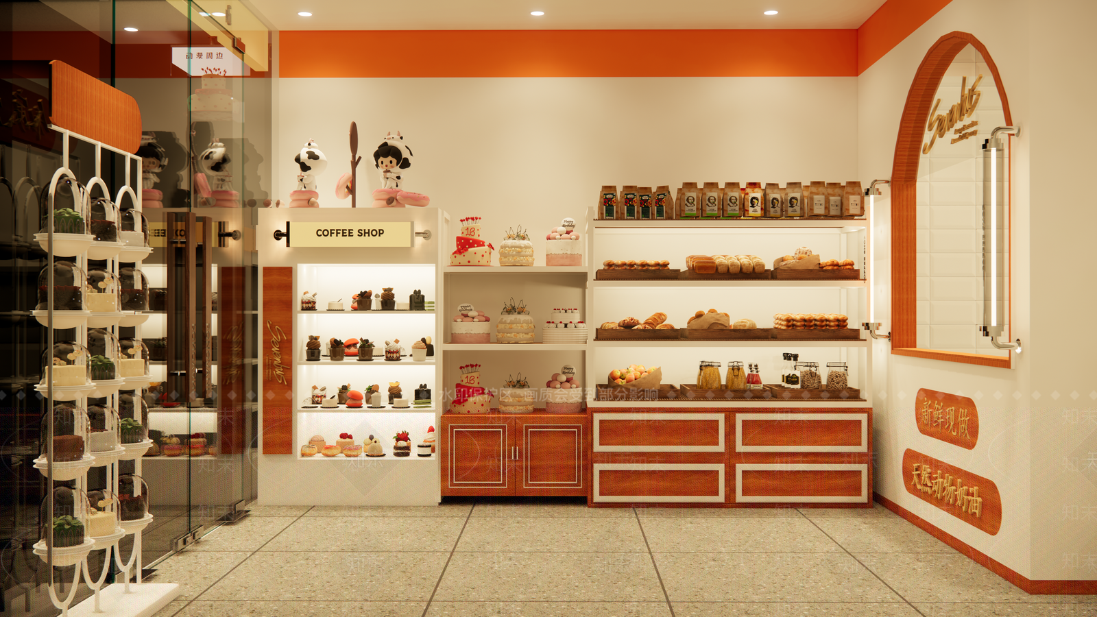 奶油简约甜品面包店SU模型下载【ID:1200464354】
