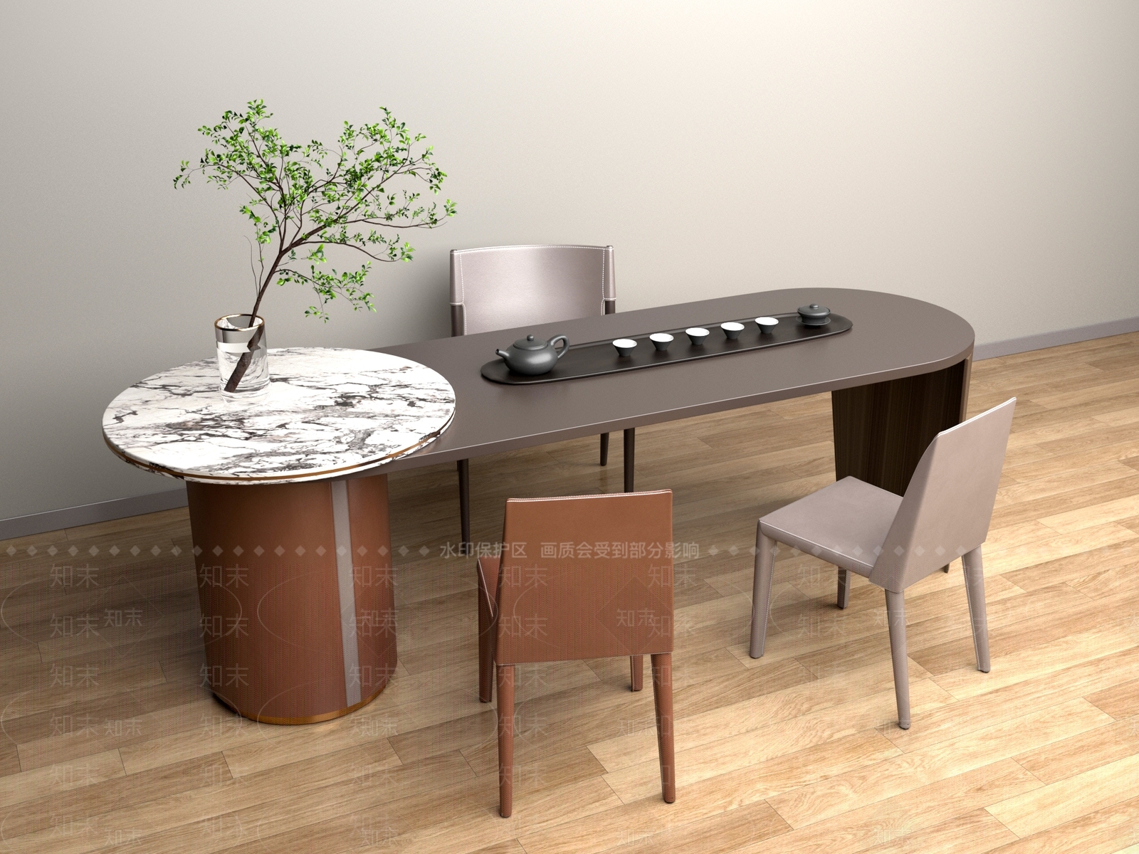 新中式中式茶桌椅3D模型下载【ID:1200464868】