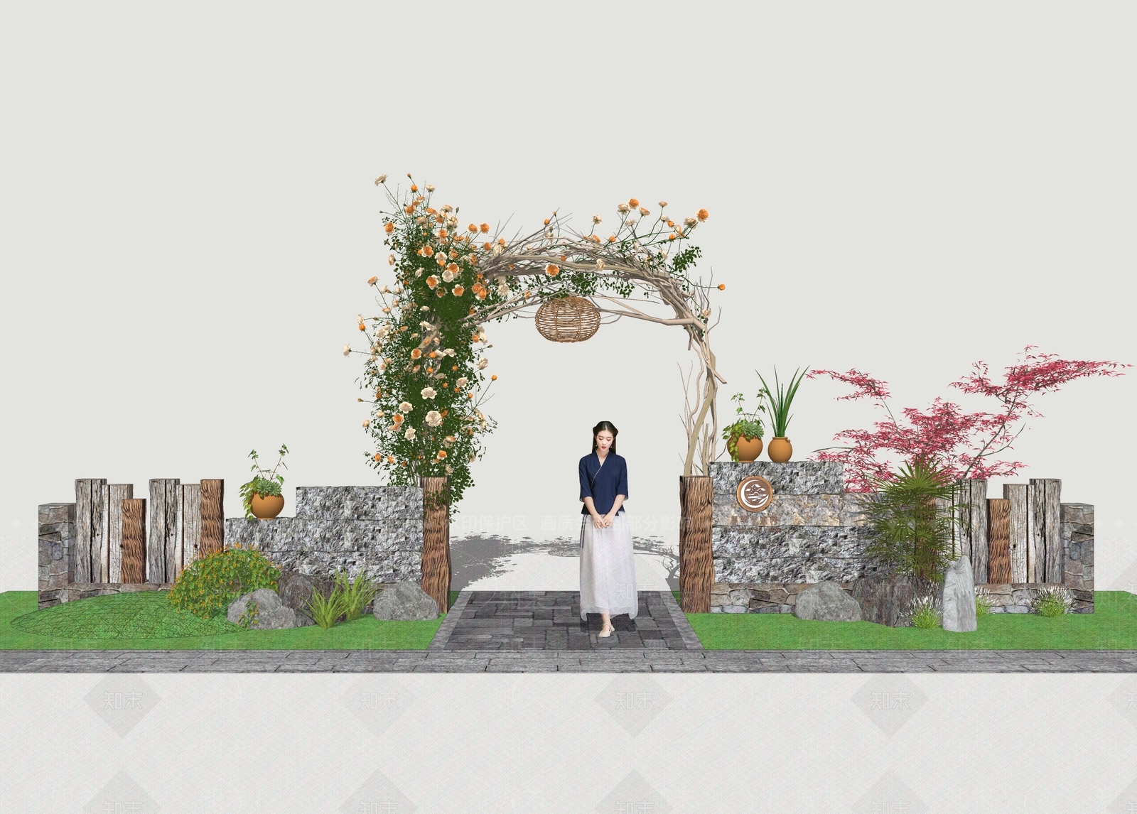 现代庭院门SU模型下载【ID:1200465078】