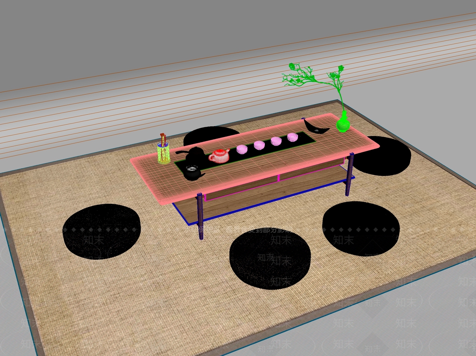 新中式中式茶桌椅3D模型下载【ID:1200465170】