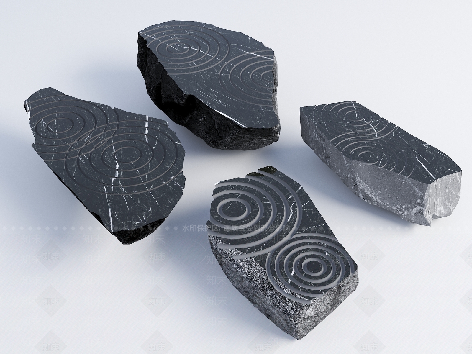 现代新中式石头3D模型下载【ID:1200465263】