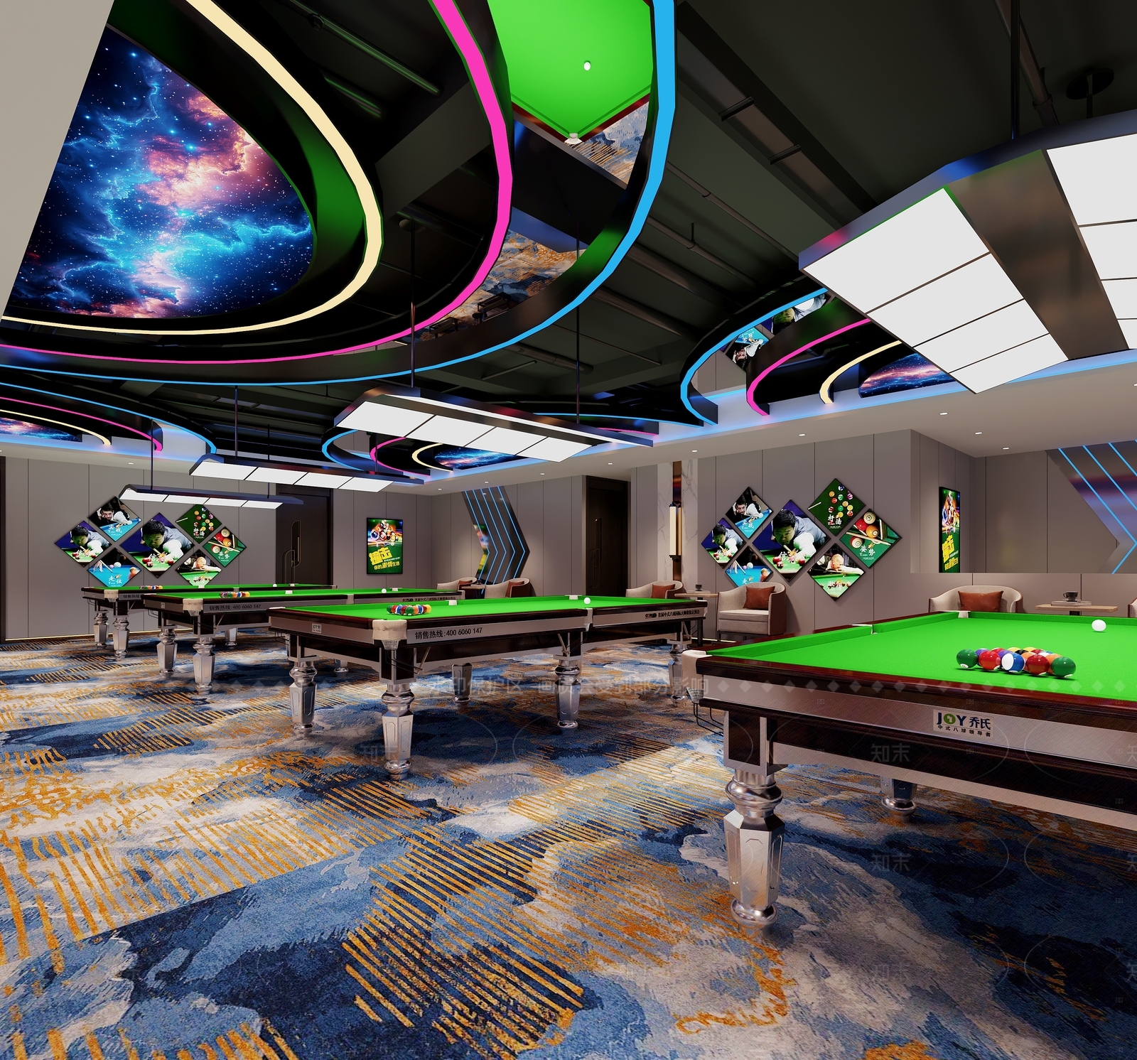 现代台球室3D模型下载【ID:1215181601】