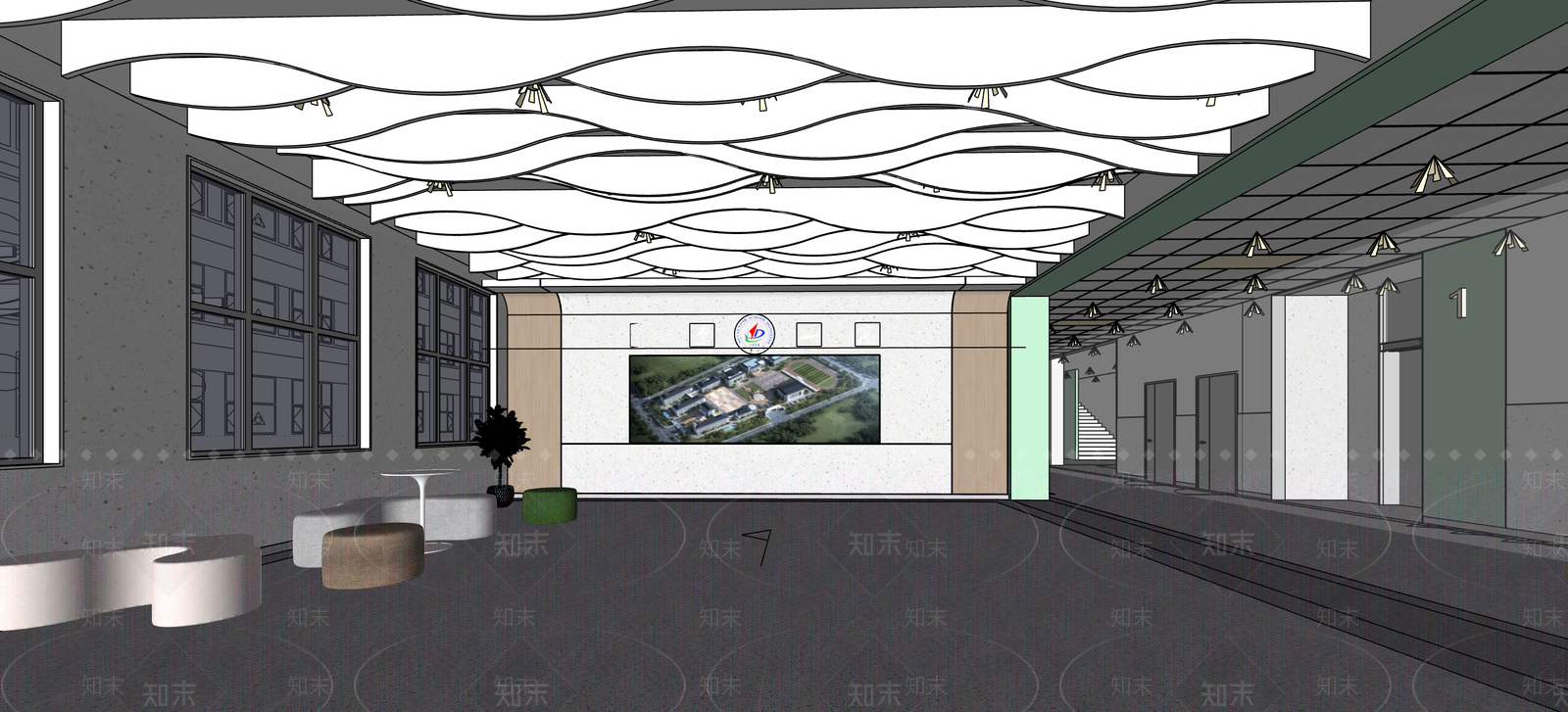 现代教室SU模型下载【ID:1200466930】