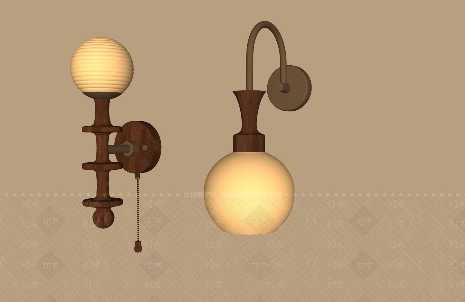 现代中古壁灯SU模型下载【ID:1200468364】
