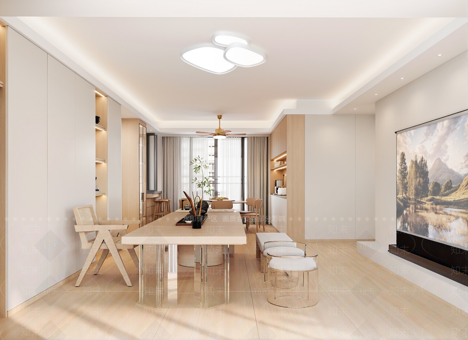 原木现代家居客厅3D模型下载【ID:1200475635】