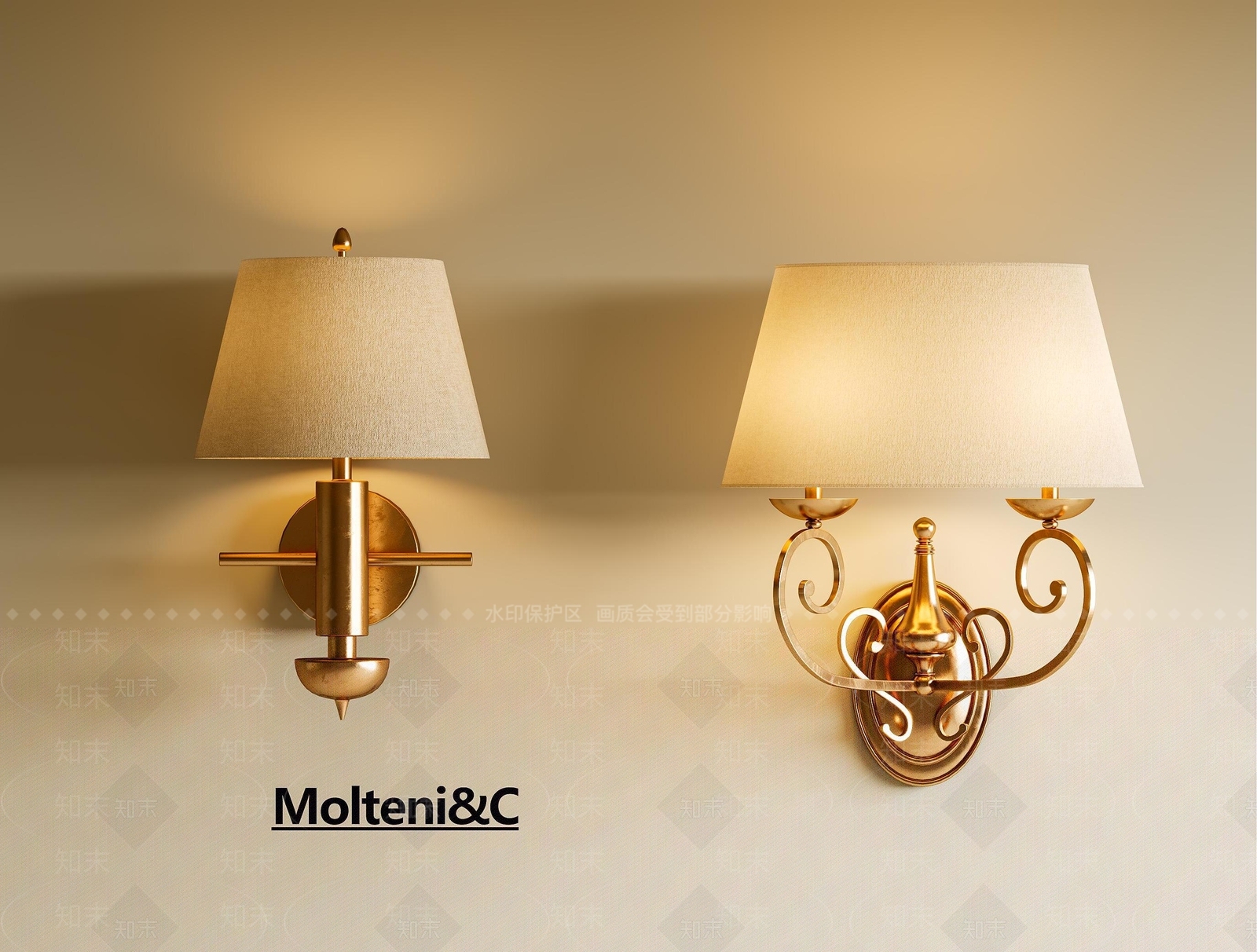 美式法式壁灯3D模型下载【ID:1200477993】