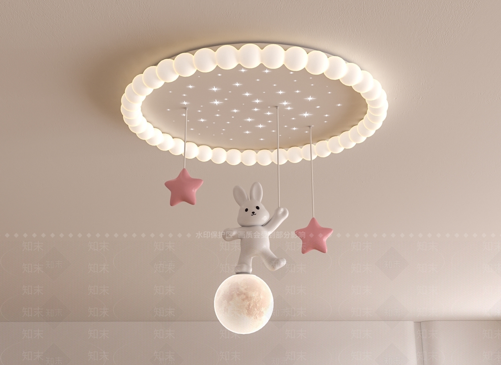 现代奶油儿童房吸顶灯3D模型下载【ID:1200478222】