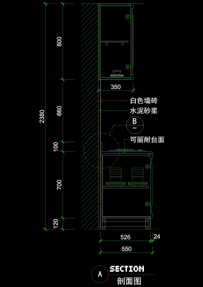 厨房立面图cad图块cad施工图下载【ID:149603107】