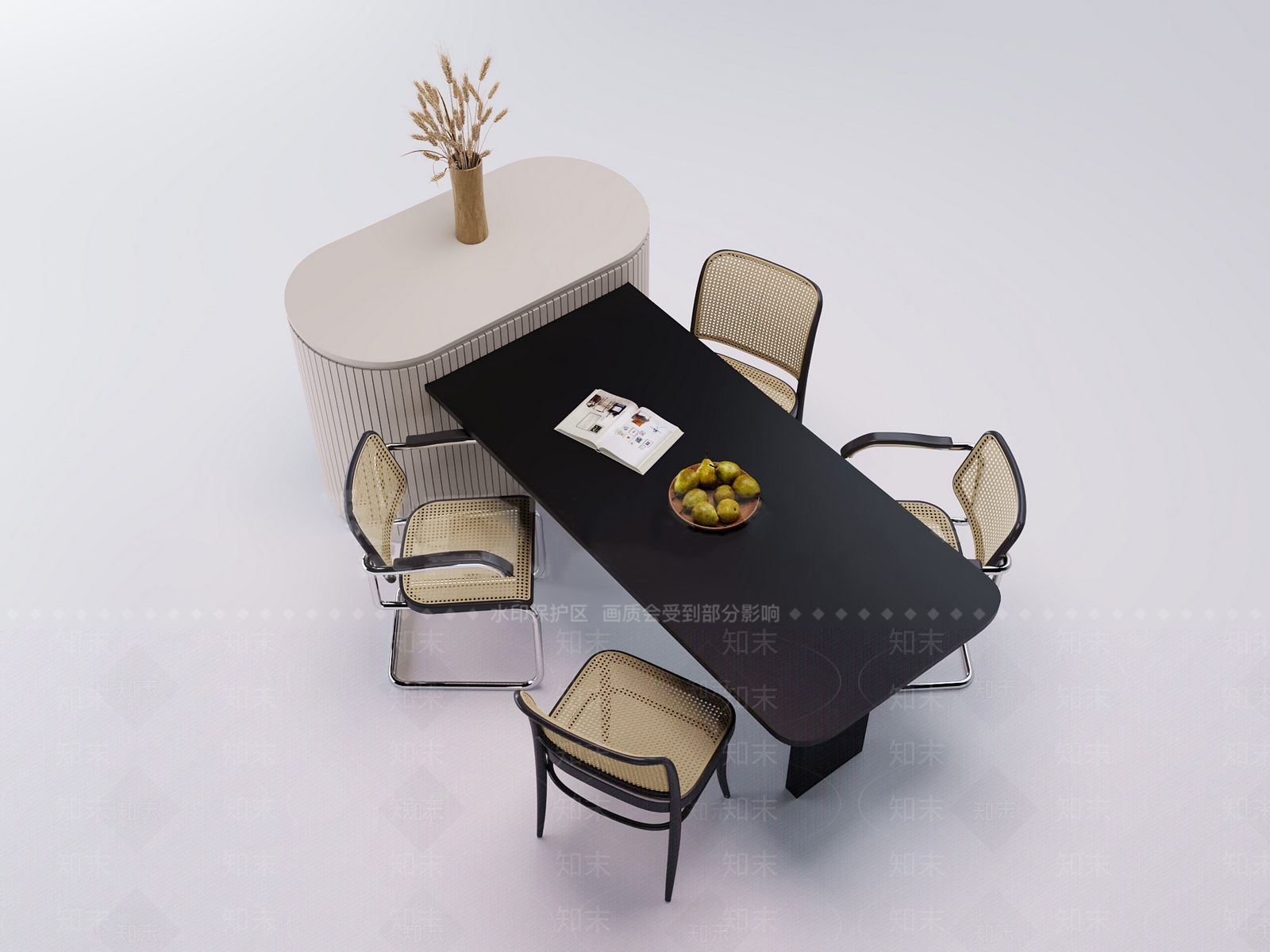 侘寂简约餐桌3D模型下载【ID:1200480346】