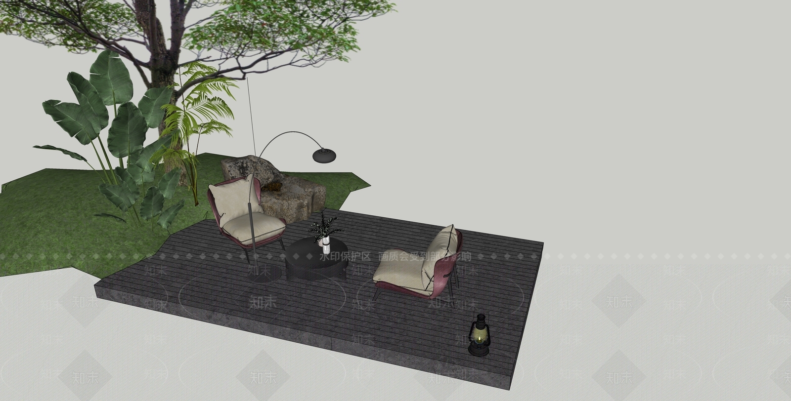 简约现代户外沙发SU模型下载【ID:1200481302】